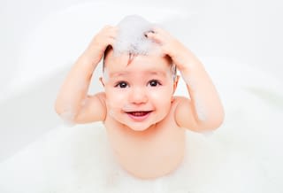 Cute baby with foam Cute baby with foam